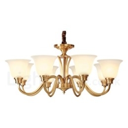 Candelabru cu pandantiv din alamă solidă, mare, luxos, rustic, retro, vintage, din alamă pură, cu abajururi de sticlă