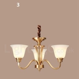 Candelabru cu pandantiv din alamă solidă, mare, luxos, rustic, retro, vintage, din alamă pură, cu abajururi de sticlă