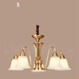 Candelabru cu pandantiv din alamă solidă, mare, luxos, rustic, retro, vintage, din alamă pură, cu abajururi de sticlă