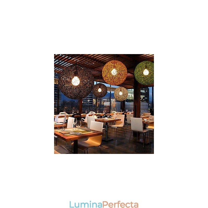 Country Simplă Lampă Modernă Pastoral Rattan Lampă Hemp Ball Candelabru