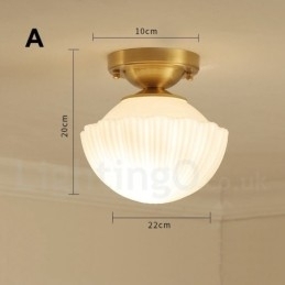 Plafoniere din alamă pură Rustic Lodge în stil nordic cu abajur de sticlă