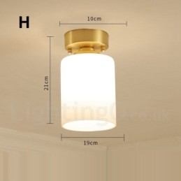 Plafoniere din alamă pură Rustic Lodge în stil nordic cu abajur de sticlă