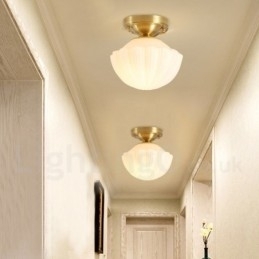 Plafoniere din alamă pură Rustic Lodge în stil nordic cu abajur de sticlă
