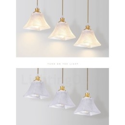 Lampă de suspendare în stil nordic rustic Lodge din alamă pură cu abajur din sticlă