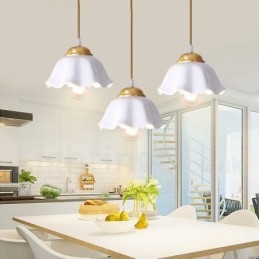 Lampă de suspendare în stil nordic rustic Lodge din alamă pură cu abajur din ceramică
