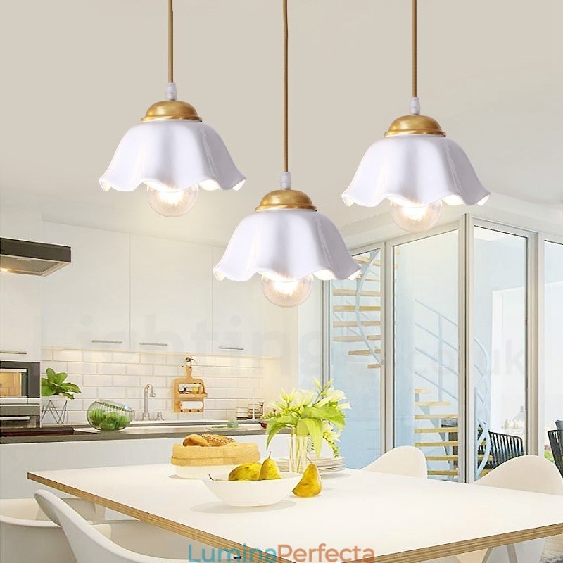 Lampă de suspendare în stil nordic rustic Lodge din alamă pură cu abajur din ceramică