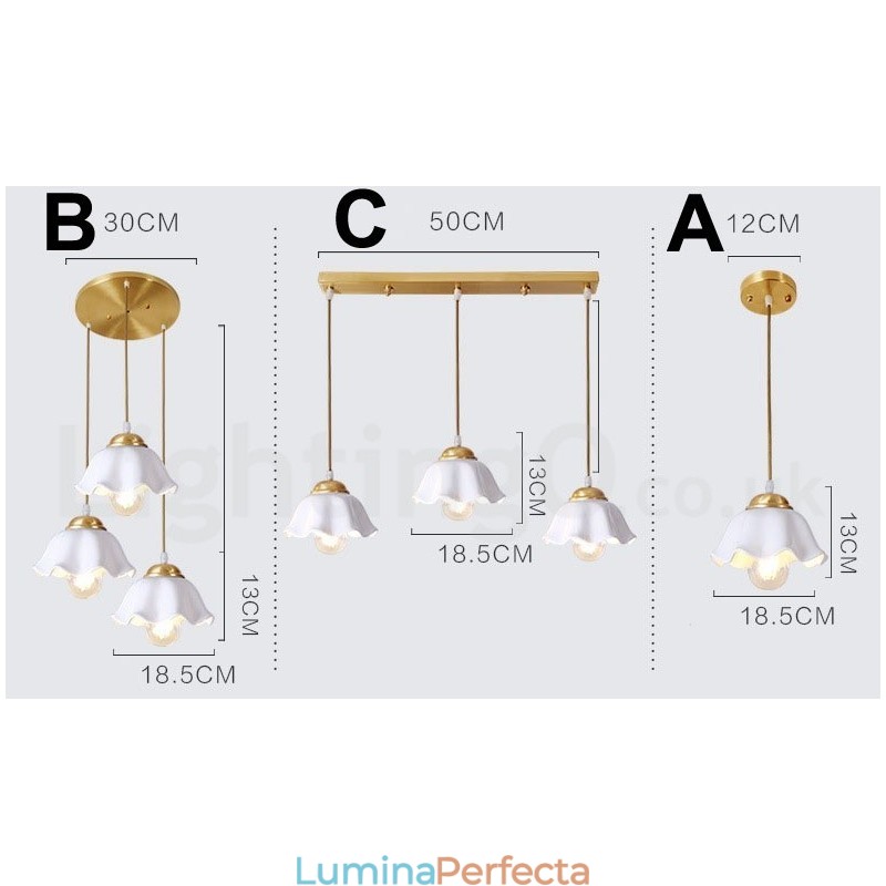 Lampă de suspendare în stil nordic rustic Lodge din alamă pură cu abajur din ceramică