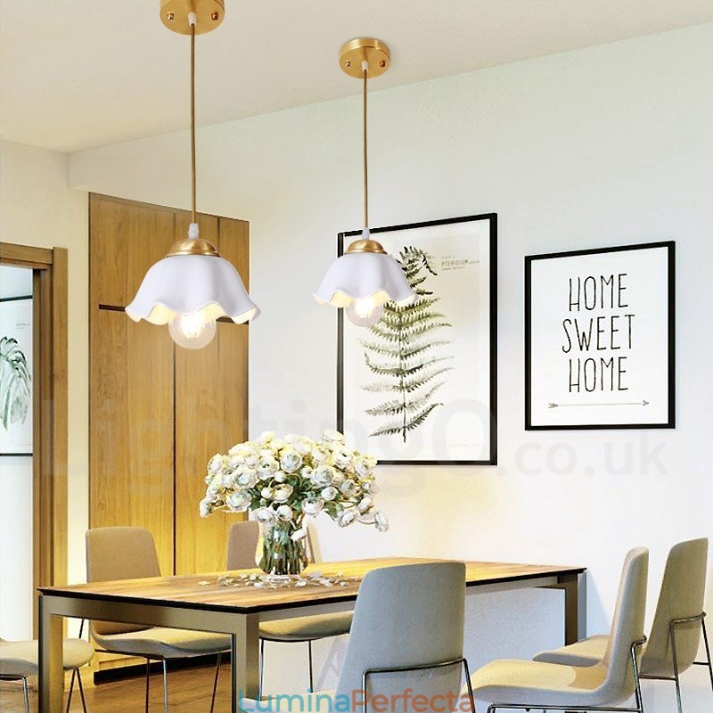Lampă de suspendare în stil nordic rustic Lodge din alamă pură cu abajur din ceramică