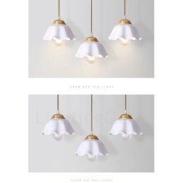 Lampă de suspendare în stil nordic rustic Lodge din alamă pură cu abajur din ceramică