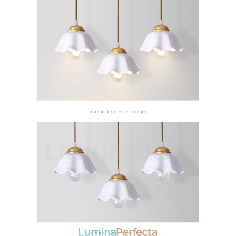 Lampă de suspendare în stil nordic rustic Lodge din alamă pură cu abajur din ceramică