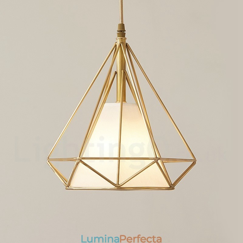 Lampă de suspendare în stil nordic rustic Lodge din alamă pură cu abajur din material textil