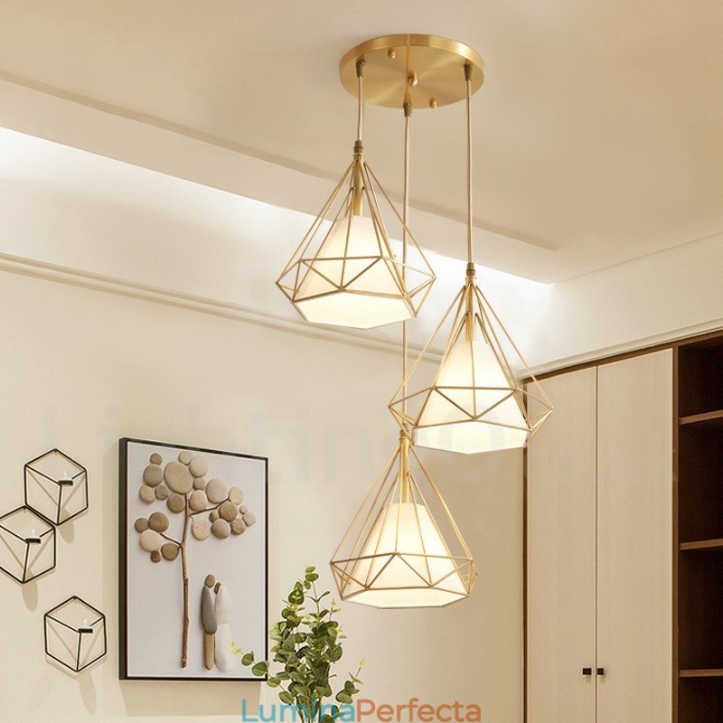 Lampă de suspendare în stil nordic rustic Lodge din alamă pură cu abajur din material textil