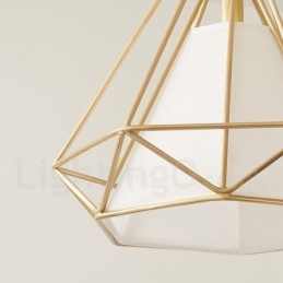 Lampă de suspendare în stil nordic rustic Lodge din alamă pură cu abajur din material textil