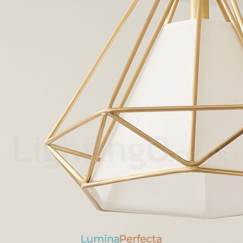 Lampă de suspendare în stil nordic rustic Lodge din alamă pură cu abajur din material textil