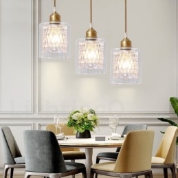 Lampă de suspendare în stil nordic rustic Lodge din alamă pură cu abajur din sticlă