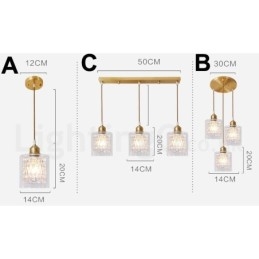 Lampă de suspendare în stil nordic rustic Lodge din alamă pură cu abajur din sticlă
