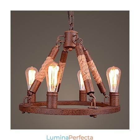 Lampă suspendată cu frânghie de epocă Loft Lampă industrială creativă Decor în stil american