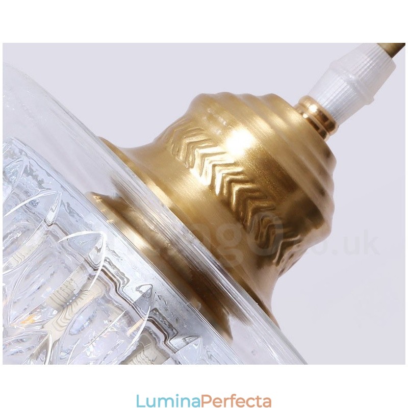 Lampă de suspendare în stil nordic rustic Lodge din alamă pură cu abajur din sticlă
