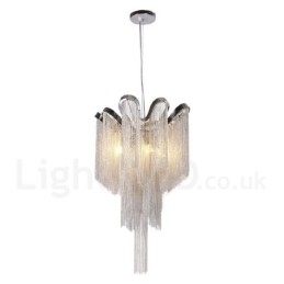Candelabru cu ciucuri din aluminiu pendanta de designer de culoare argintie
