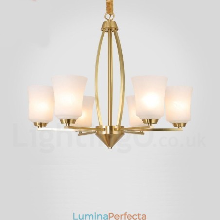 Candelabru cu pandantiv din alamă pură, cu 6 lumini, luxos, rustic, retro, vintage, cu abajururi de sticlă Candelabru cu pandantiv din alamă pură, cu 6 lumini, luxos, rustic, retro, vintage, cu abajururi de sticlă