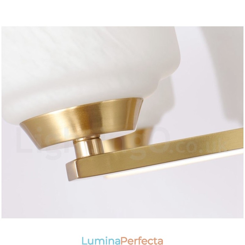 Candelabru cu pandantiv din alamă pură, cu 6 lumini, luxos, rustic, retro, vintage, cu abajururi de sticlă
