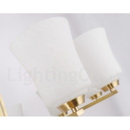 Candelabru cu pandantiv din alamă pură, mare, luxos, retro, vintage, din alamă, cu 8 lumini, cu abajururi de sticlă