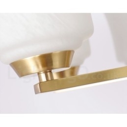 Candelabru retro din alamă, vintage, cu abajururi de sticlă