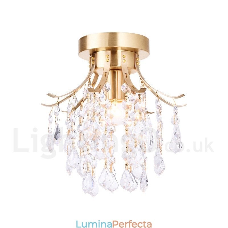 Plafoniere din cristal cu montaj încastrat în stil nordic, alamă pură, rustic Lodge