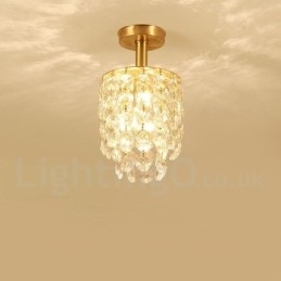 Plafoniere din cristal cu montaj încastrat în stil nordic, alamă pură, rustic Lodge