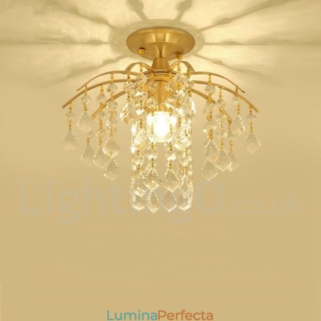 Plafoniere din cristal cu montaj încastrat în stil nordic, alamă pură, rustic Lodge