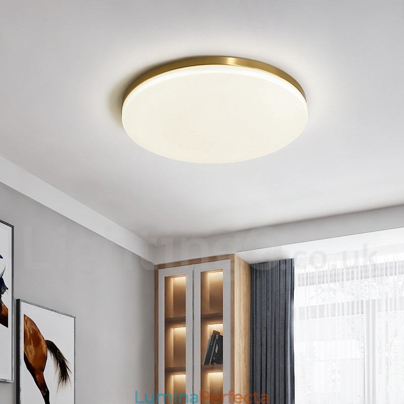 Plafoniere din alamă, rotunde, reglabile, moderne, contemporane, în stil nordic, cu montare încastrabilă, cu umbră acrilică, pot fi, de asemenea, folosite ca lampă de perete