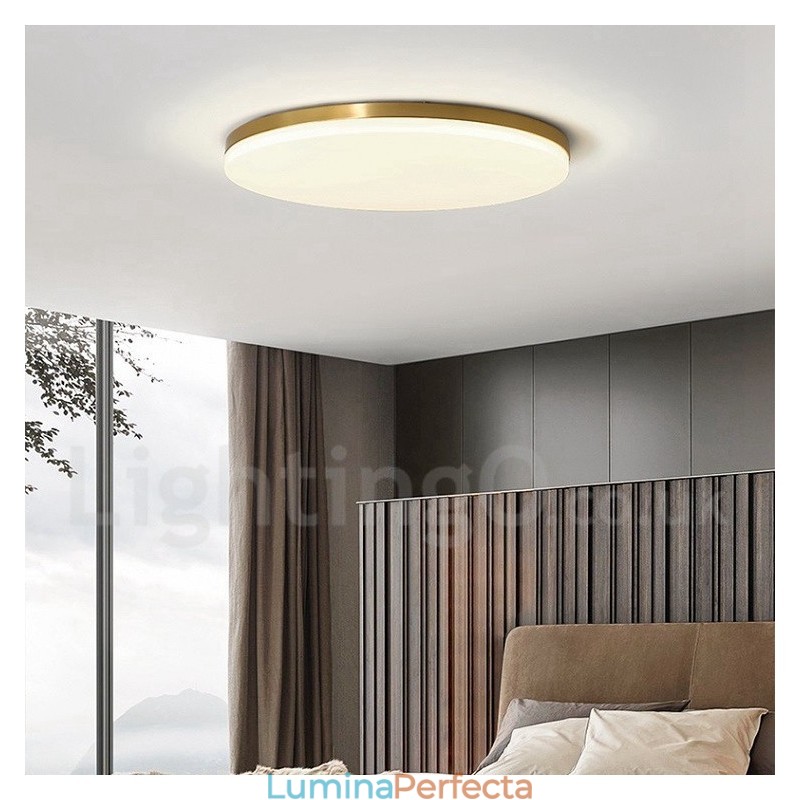 Plafoniere din alamă, rotunde, reglabile, moderne, contemporane, în stil nordic, cu montare încastrabilă, cu umbră acrilică, pot fi, de asemenea, folosite ca lampă de perete