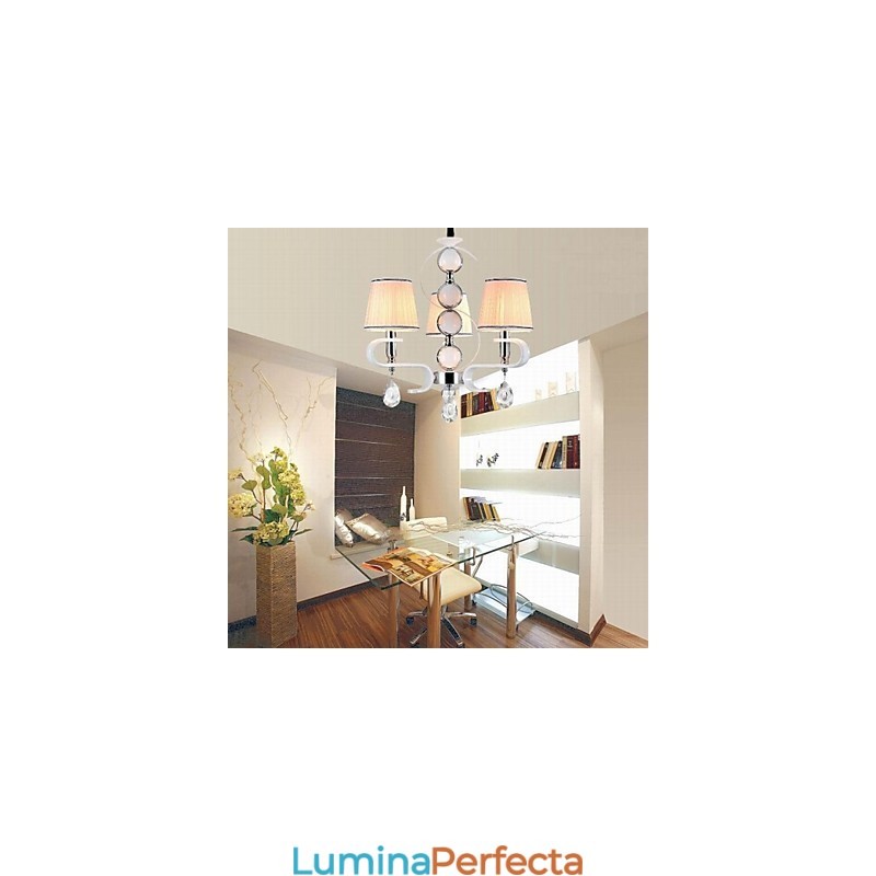 Candelabru din țesătură Lampă de calitate superioară cu 3 lumini Inel de argint cu jad alb