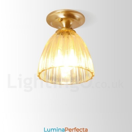 Plafoniera din alamă pură Rustic Lodge în stil nordic cu abajur de sticlă