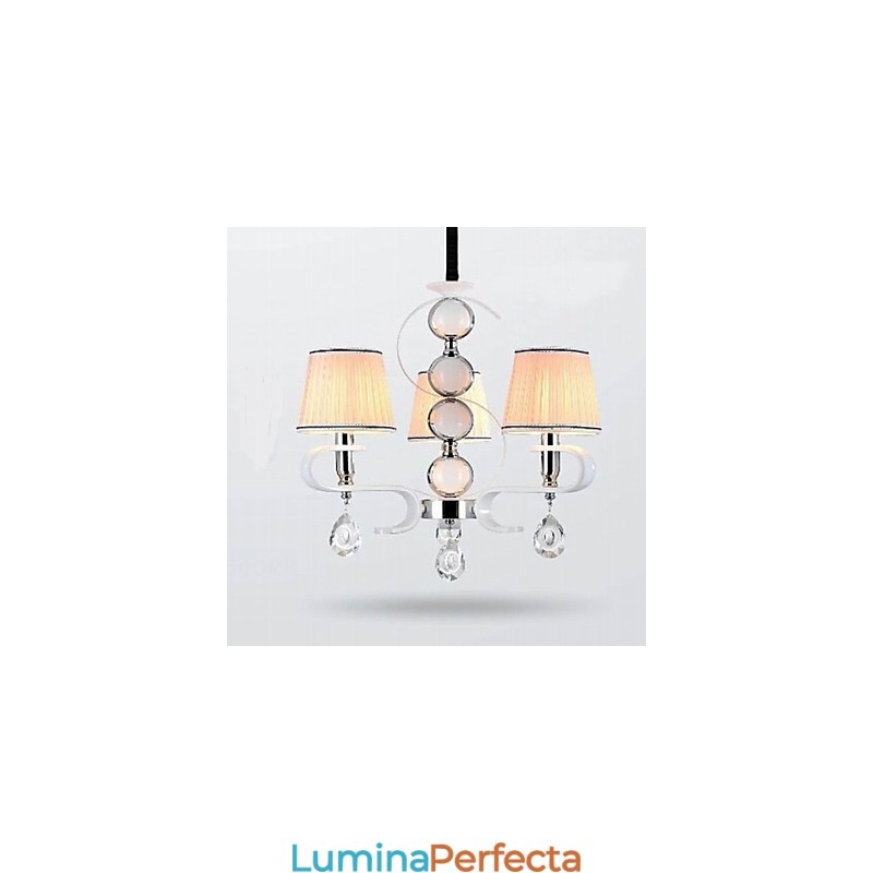 Candelabru din țesătură Lampă de calitate superioară cu 3 lumini Inel de argint cu jad alb