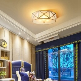 Plafoniera din alamă pură Rustic Lodge în stil nordic cu abajur de sticlă
