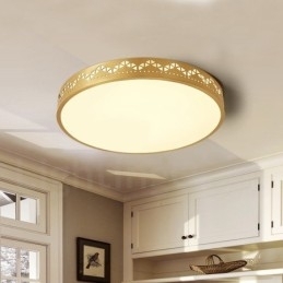 Plafoniera rotundă din alamă pură, modernă, contemporană, în stil nordic, cu abajur din acril