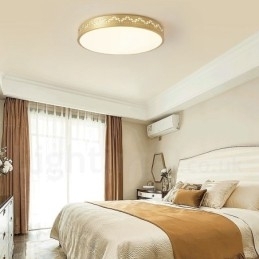 Plafoniera rotundă din alamă pură, modernă, contemporană, în stil nordic, cu abajur din acril