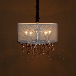 Lampă suspendată de cristal contemporană cu 5 lumini și abajur semitransparentă