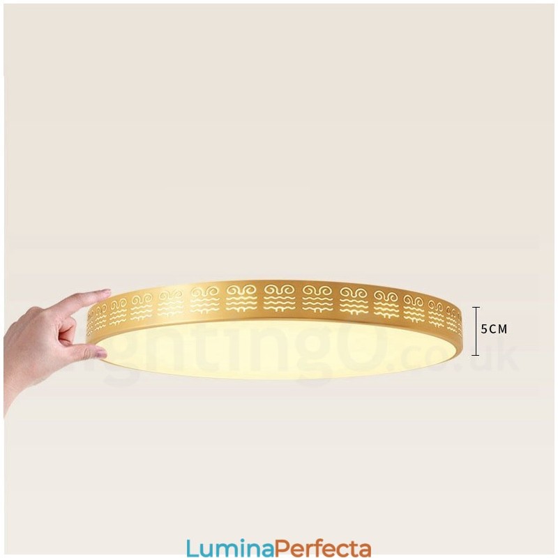 Plafoniera rotundă din alamă pură, modernă, contemporană, în stil nordic, cu abajur din acril