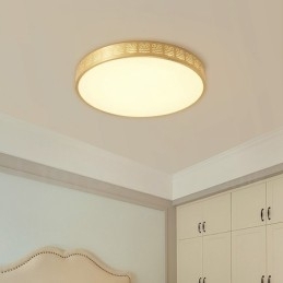 Plafoniera rotundă din alamă pură, modernă, contemporană, în stil nordic, cu abajur din acril