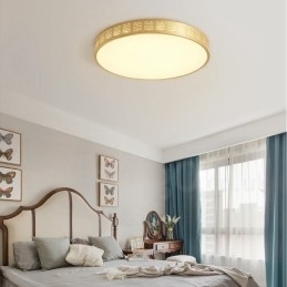 Plafoniera rotundă din alamă pură, modernă, contemporană, în stil nordic, cu abajur din acril