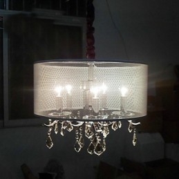 Lampă suspendată de cristal contemporană cu 5 lumini și abajur semitransparentă