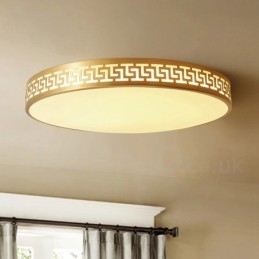 Plafoniera rotundă din alamă pură, modernă, contemporană, în stil nordic, cu abajur din acril