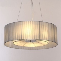 Lampă modernă pandantiv Drum cu 4 lumini cu abajur din material textil