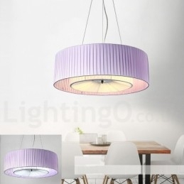 Lampă modernă pandantiv Drum cu 4 lumini cu abajur din material textil