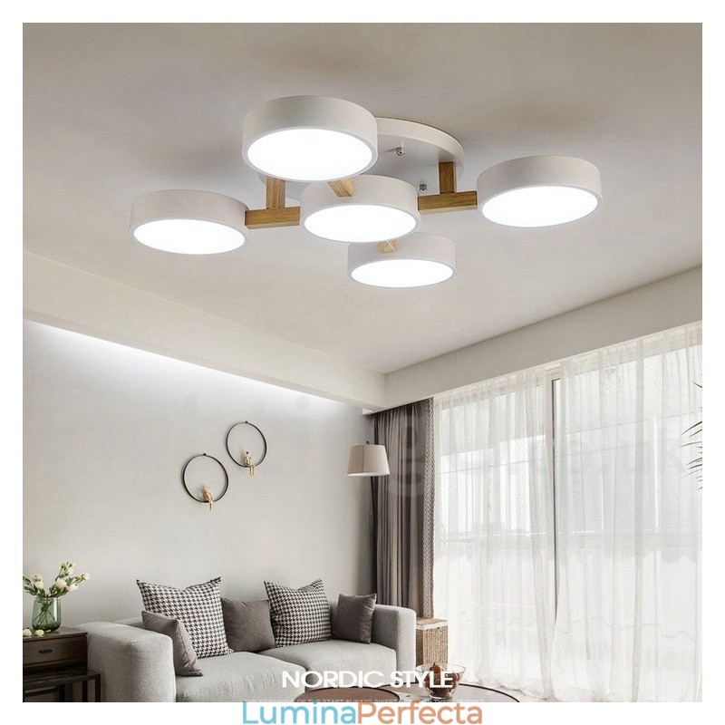 Candelabru din lemn Plafoniera încastrabilă în stil nordic modern și contemporan cu abajur acrilic