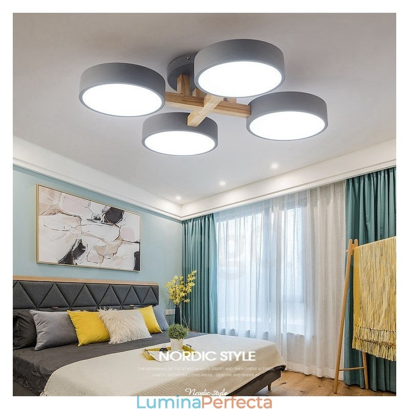 Candelabru din lemn Plafoniera încastrabilă în stil nordic modern și contemporan cu abajur acrilic