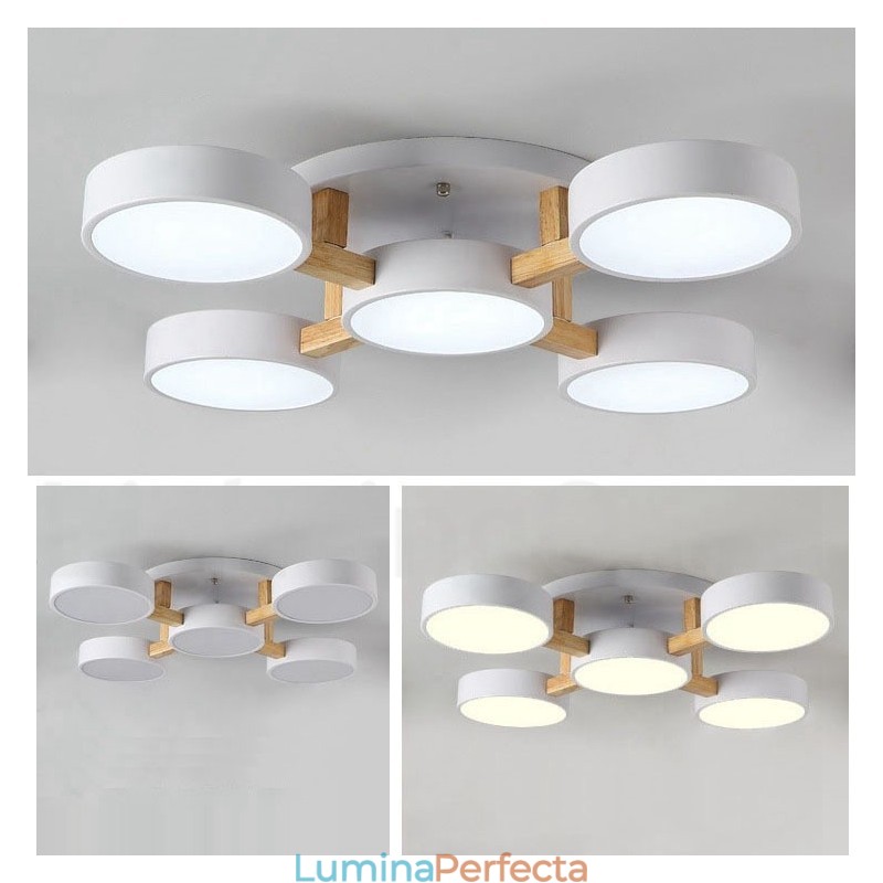 Candelabru din lemn Plafoniera încastrabilă în stil nordic modern și contemporan cu abajur acrilic