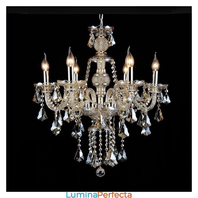 Candelabru modern cu 6 lumini, retro, culoare cognac, K9